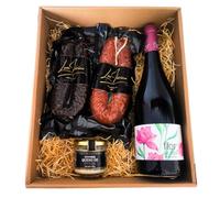 LUX IBÉRICO - Cesta Gourmet para Regalar "Arcavium" - Caja de Productos Ibéricos - Lote con Crema de Queso de Oveja, Patatera, Achorizada - Regalo Original - Surtido Embutidos Tradicionales