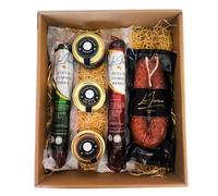 LUX IBÉRICO - Cesta Gourmet para Regalar "Turgalis" - Caja de Productos Ibéricos - Lote con Cremas de Queso, Salchichón, Chorizo y Morcilla - Pack Ideal para Cumpleaños, Eventos, Navidad y Empresas