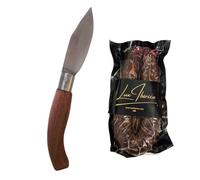 LUX IBÉRICO - Pack Morcilla Achorizada Ibérica Picante (350g) + Navaja de Bolsillo Artesanal de Acero Inoxidable 85mm - Embutido Extremeño + Navaja de Campo Tradicional