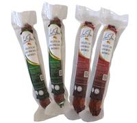 LUX IBÉRICO | Velitas IBÉRICAS de Cebo Campo | Salchichón y Chorizo Extremeño | Piezas de 250g | Gourmet | Envasado al Vacío | Sin Gluten | Ideal para Aperitivo (Pack 4, SALCHICHÓN Y CHORIZO IBÉRICO)