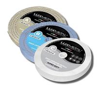 Lux Metal Kit 3 discos de pulido 150 mm A-B-C Discos algodón pulido espejo Acero inoxidable Metales Aluminio Juego de pulido para taladro Amoladora Rueda Latón Cobre Madera Mármol Plexiglás