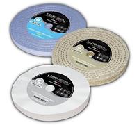 Lux Metal - Kit 3 discos de pulido de 200 mm A-B-C en algodón Set para pulido espejo Aluminio Acero inoxidable Discos de pulido de metales para rueda de amoladora Latón Cobre Madera Mármol Plexiglás