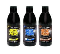 Lux Metal - Kit 3 Pulido Metal Polish 250 gr A-B-C Hard Fine S. Fine Pasta abrasiva para pulir metales acero inoxidable aluminio latón bronce cobre elimina rayones oxidación cromo carrocería automóvil