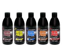 Lux Metal - Kit 5 Pulido Metal Polish 250 gr FL-A-B-C-Z Ultra Duro/Duro/Fino/S. Pasta abrasiva de pulido fino/ultrafino metales acero inoxidable aluminio latón bronce cobre carrocería coche moto barco