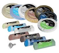 Lux Metal Kit 7 Discos Pulidores 150 mm 7 Pastas Abrasivas Pulidoras 250 gr Para Aluminio Hierro Acero Inoxidable Bronce Mármol Rueda de Pulido para Metales Taladro Muela Amoladora Fieltro Algodón