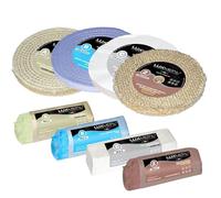 Lux Metal - Kit de pulido 03 con 4 discos de pulido de 200 mm y 4 pastas de pulido sólidas de 350 g - Ideal para pulir Aluminio, Hierro, Acero inoxidable, Latón, Bronce, Cromo, Cobre, Plata, Oro
