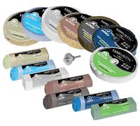 Lux Metal Kit de Pulido 7 Pasta Abrasiva Pulidora 250 gr y 7 Disco de Pulido 100 mm en Algodón Taladro Muela Disco para Pulir Acero Inoxidable Metales Aluminio Set para Pulir Latón Cromados fieltro