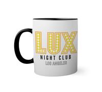 Lux Night Club Los Angeles Retro Marquee Morningstar Taza de color negro con mango a juego 330ml