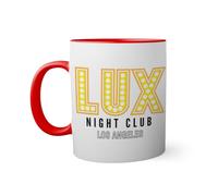 Lux Night Club Los Angeles Retro Marquee Morningstar Taza de color roja con mango a juego taza 330ml