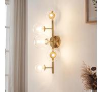 lux.pro Aplique Pared Makkor para Escaleras Sala de 5 Cabezas Pantallas Esféricas Lámpara de Pared para Pasillos Hoteles 5x G9 9W Cristal Metal 62 x 35 x 24 cm - Transparente Dorado