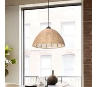 lux.pro Decorativa Lámpara Colgante Romsey Lámpara de Techo Pantalla Semicircular de Ratán Altura Regulable 1xE27 60W Metal 158 x Ø 28 cm - Beige y Negro