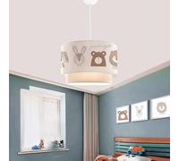 lux.pro Lámpara Colgante Infantil Lurgan Lámpara de Techo para Niños con Motivo de Animales para Dormitorio 1xE27 Pantalla Doble de Tela 70 x Ø 30 cm Blanco