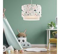lux.pro Lámpara Colgante Infantil Lurgan Lámpara de Techo para Niños con Motivo de Árboles para Dormitorio 1xE27 Pantalla Doble de Tela 70 x Ø 30 cm Blanco