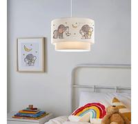 lux.pro Lámpara Colgante Infantil Lurgan Lámpara de Techo para Niños con Motivo de Elefante para Dormitorio 1xE27 Pantalla Doble de Tela 70 x Ø 30 cm Blanco