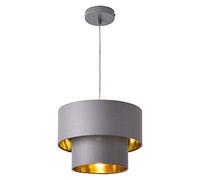 lux.pro Lámpara Colgante Lámpara de techo 149 cm con Cable E27 60W Luz Efectiva Iluminación interior 230V 50Hz Interruptor de pared Diámetro de pantalla 30 cm Gris y Dorado