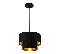 lux.pro Lámpara Colgante Lámpara de techo 149 cm con Cable E27 60W Luz Efectiva Iluminación interior 230V 50Hz Interruptor de pared Diámetro de pantalla 30 cm Negro y Dorado
