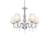 lux.pro Lámpara de araña de Cristal - Blanca - E14 - Lámpara de Techo Moderna - 5 Brazos - Cromo