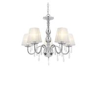 lux.pro Lámpara de araña de Cristal - Blanca - E14 - Lámpara de Techo Moderna - 5 Brazos - Cromo