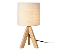 lux.pro Lámpara de Mesa Koblenz Trípode 38 x ø 18 cm Lámpara de Noche de diseño con 3 Patas de Madera Pantalla de Lino Beige