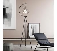 lux.pro Lámpara de Pie Austell Lámpara de Suelo con Pantalla de Tejido y Brazo Semicircular para Salón Dormitorio Estudio Oficina Metal 171 cm - Negro/Blanco