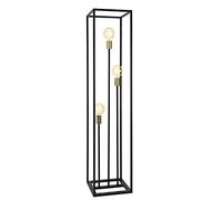 lux.pro Lámpara de pie Groningen 140 x 30 x 30 cm Lámpara de diseño con 3 Focos Iluminación Interior 3 x E27 Metal Negro y Latón