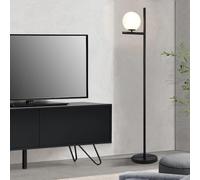 lux.pro Lámpara de Pie para Sala Despacho Diseño Decorativo Luz Atmosférica Pantalla Esférica de Cristal 1x E27 60 W Metal 154 x 25 x 25 cm - Negro Blanco