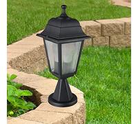 lux.pro Lámpara de Sobremuro de Exterior Baliza para Jardín Terazza Garaje Aspecto de Linterna 1xE27 IP44 Plástico 38 x 15 cm Negro