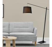 lux.pro Lámpara de Suelo con Pantalla de Tejido Lámpara de pie de Forma Cilíndrica para Salón Despacho Dormitorio Estilo Moderno Metal 185 cm - Negro