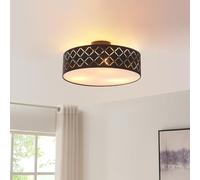lux.pro Lámpara de Techo Bay Luminaria Lámpara Luz de Techo Pantalla Cilíndrica 3 x E27 máx. 60 W Comedor Oficina Salón Metal 13xØ45 cm - Negro/Blanco