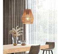 lux.pro Lámpara de Techo Lámpara Colgante de Altura Regulable 1xE27 60W Diseño Industrial Metal Pantalla de Cuerda 160 x Ø 18 cm - Negro y Beige