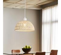 lux.pro Moderna Lámpara Colgante Alton Lámpara de Techo Pantalla de Ratán Altura Regulable 1xE27 60W Metal 156 x Ø 25 cm - Blanco