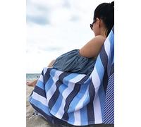 Lux - Toalla de Playa de algodón Absorbente de Gran tamaño de 38 x 68 Pulgadas con Bolsillo Oculto con Cremallera, 100% algodón Turco Natural, XL, sin Arena, Ligera, de Secado rápido, para Gimnasio,