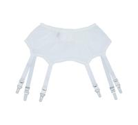 Luxallacki Cinturón vintage de malla transparente de 6 correas con cierres de metal ajustables para medias de sujeción, blanco, S