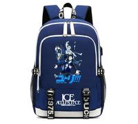 Luxaros Yuri!!! o-n Ice Mochila para Hombres, Mochila Estampado 3D de Capacidad Grande, Ligero Bolsas de Escuela para Niños y Niñas, Mochilas(Blue)