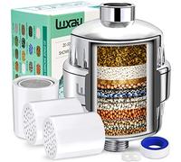 Luxau Filtro de ducha de 20 etapas con 3 cartuchos, filtro de cabezal de ducha, reduce el cloro del agua dura, metal pesado e impureza, mejora el cabello de la piel, se adapta a la mayoría de