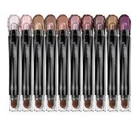 LUXAZA 10 lápices de sombra de ojos marrón neutro brillante, metálico, resistente a las manchas, resistente al agua, juego de maquillaje en barra