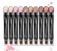 LUXAZA 10 lápices delineadores de ojos, sombra de ojos metálica rosa champán brillante y neutro, lápiz de sombra de ojos crema con lápiz a prueba de manchas e impermeable, barra iluminadora de ojos