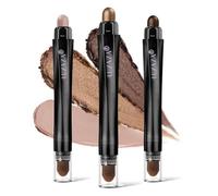 LUXAZA Juego de 3 lápices de sombra de ojos, mate y brillante, sombra de ojos cremosa, palo de sombra de ojos marrón y dorado, resistente al agua, duradero, maquillaje de ojos ahumados