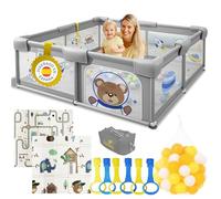 Luxbaby® Parque Bebe 120x120 cm Certificado UE - Alfombra Grosor Extra+60 Bolas+6 Agarraderas+ Bolsa Transporte - Playpen Baby Acolchado - Corral Bebe Máxima Seguridad Y Libertad Para Ti