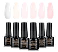 Luxbon 7 EN 1 Builder Base Color Esmaltes de Uñas Semipermanentes Set, 6 Colores Extensión de Uñas Enhancement Nude Gel Gel Polish Pink Peach UV LED Soak Off Nail Art Design Kit 010