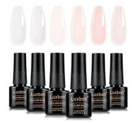 Luxbon 7 EN 1 Builder Base Color Esmaltes de Uñas Semipermanentes Set, 6 Colores Extensión para Uñas Enhancement Nude Gel Gel Polish Pink Peach UV LED Soak Off Nail Art Design Kit 002