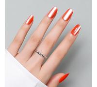 Luxbon Press On Nails Acrílico Corto Redondeado con Pegamento para Uñas No-Cure y Kit de Herramientas - Stick On Nails Cat Eye Soft Gel Tips 25-30pcs Juego de Tamaño Completo, Rojo