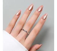 Luxbon Press On Uñas Cortas con Pegamento para Uñas y Kit de Herramientas - Almendra Stick On Nails Cat Eye Soft Gel Tips 25-30pcs Juego de tamaño completo, rosa claro