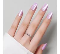 Luxbon Uñas Redondas a la Presión con Pegamento para Uñas No-Cure y Kit de Herramientas - Uñas Adhesivas Cortas Ojo de Gato Puntas de Gel Suaves 25-30pcs Juego de Tamaño Completo, Morado