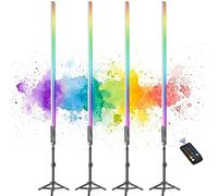LUXCEO - 4 Barras de luz LED portátiles para vídeo Mood1, Regulable y Memoria, batería integrada de 2000 mAh, 120 cm RGB para Youtube, TikTok, Streaming de Juegos, Bar de Fiesta, iluminación de Fotos