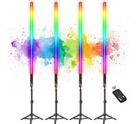 LUXCEO 4 unidades LED Video Lichtstab con trípode, LED Handheld Fotografie Lichtdimmbar y memoria, batería integrada, RGB-Fotolampe para YouTube, TikTok, Streaming, Partybar