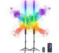 LUXCEO Pack de 2 barras de luz LED Mood1S, regulable y memoria, control de aplicación, batería integrada de 2500 mAh, lámpara de fotos RGB de 85 cm para YouTube, TikTok, transmisión de juegos, bar,