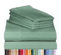 LuxClub 4 Hojas de hojas de PC Bolsas profundas de 18 """" Hojas de arrugas ecolgicas Free Free Mquel Beddina de hotel Silky Sluff - Tree Moss Green