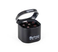 LUXE BY MARTIN® - Pasadores para puente de guitarra acústica, color negro brillante con incrustaciones rojas, construcción Liquidmetal® para aumentar el volumen y el sostenimiento, juego de 6