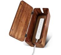 Luxe Designs Caja de gestión de Cables - Caja de Cables de extensión Grande para Escritorio, hogar u Oficina - Caja ordenada de Cables de Madera de Mango Natural para Ocultar Cables, regletas de
